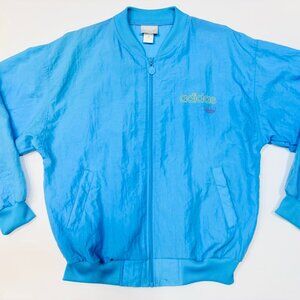 Vintage Adidas Trefoil Nylon Windbreaker Jacket Blue Medium 80s 90s